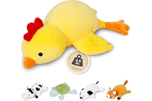 IDEAMEME 24" 4.2 lbs Weighted Stuffed Animals, Weighted Chicken Plush, Cute Weighted Stuffed Animal Chick Plushie Dolls Throw Pillow Birthday Christmas Gifts for Children Kids Adults