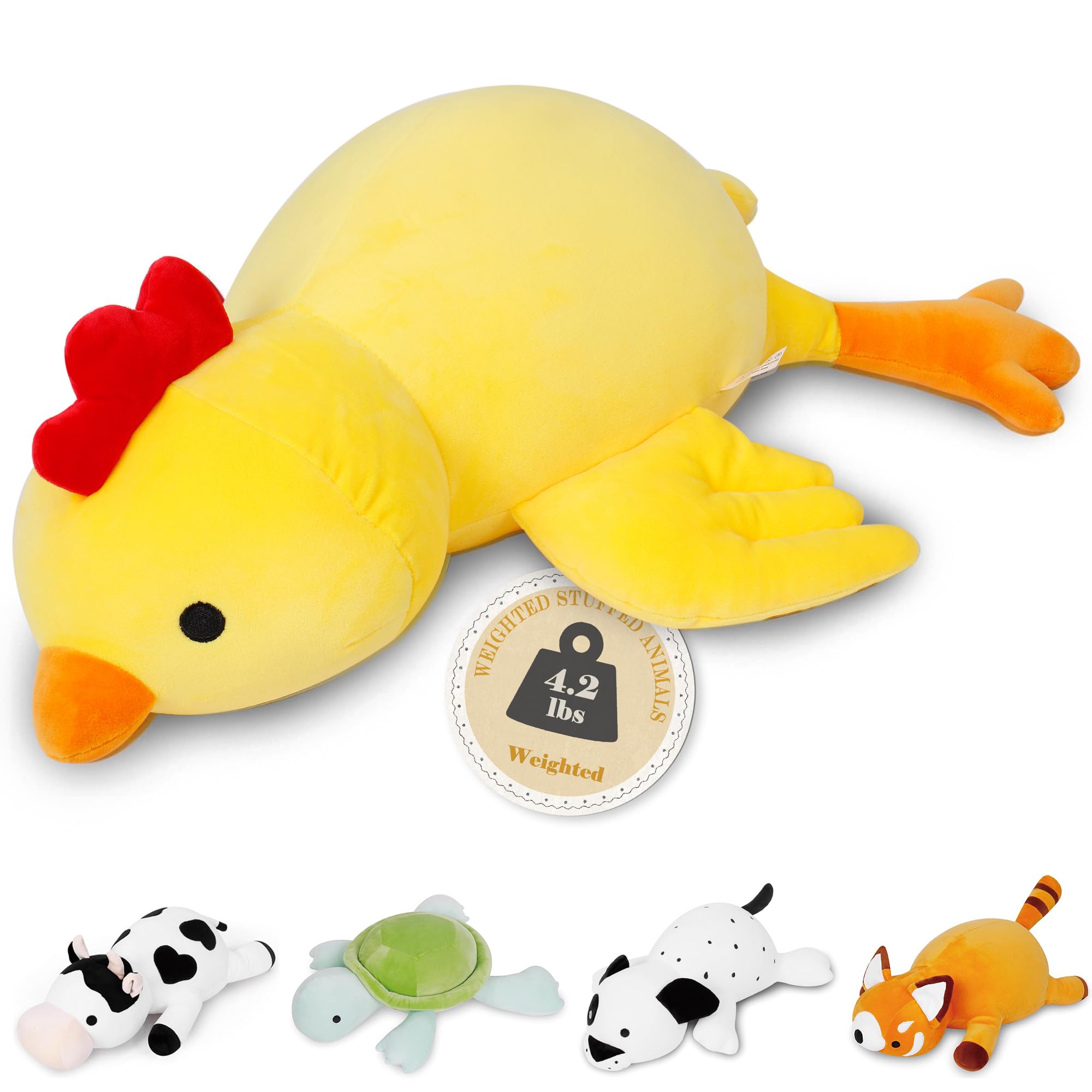 Photo 1 of 24" 4.2 lbs Weighted Stuffed Animals, Weighted Chicken Plush, Cute Weighted Stuffed Animal Chick Plushie Dolls Throw Pillow Birthday Christmas Gifts for Children Kids Adults