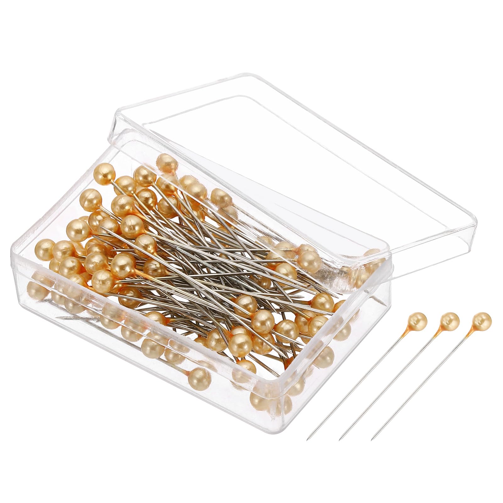 PATIKIL Sewing Pins, 600 Pcs 1.5 Inch Straight Pin with Plastic Pearlized Ball Head for Fabric, Decorative, Jewelry DIY, Craft and Sewing Project, Champagne