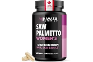 Saw Palmetto for Women + Biotin for Hair Growth | DHT Blocker with Biotin | Supports Radiant Skin & Healthy Nails | Vegan, No