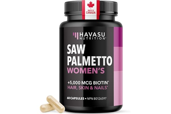 Saw Palmetto for Women + Biotin for Hair Growth | DHT Blocker with Biotin | Supports Radiant Skin & Healthy Nails | Vegan, No