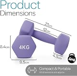 Core Balance 4kg Dumbbell Pair Hex Neoprene Purple Cast Iron view 6