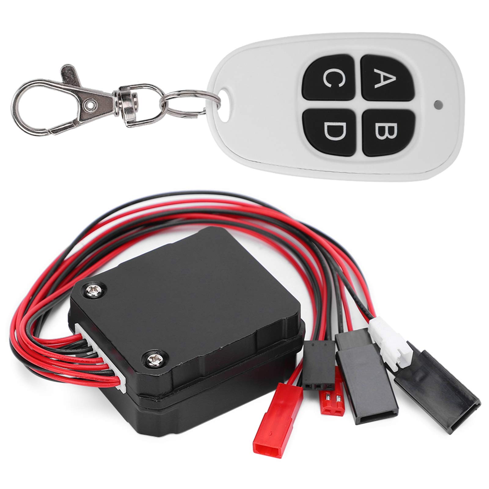 EVTSCAN Metal Wireless Winch Remote Controller,4 Channel with Flash Light Control,Compatible with TRX4 SCX10 D90 1/10 RC Car Model