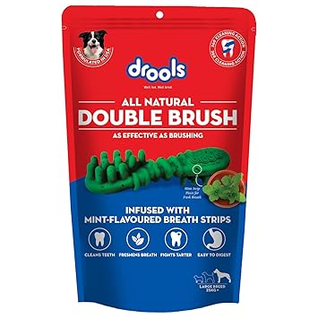 Drools Double Brush Dental Treat for Large Breed Dogs - 10 Pieces, 330 g
