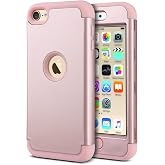 ULAK Compatible with iPod Touch 7/6/5 Case, Rose Gold | Heavy Duty Shockproof High Impact Protective Rugged Cover with Dual Layer Soft Silicone + Hard PC for iTouch 5/6/7