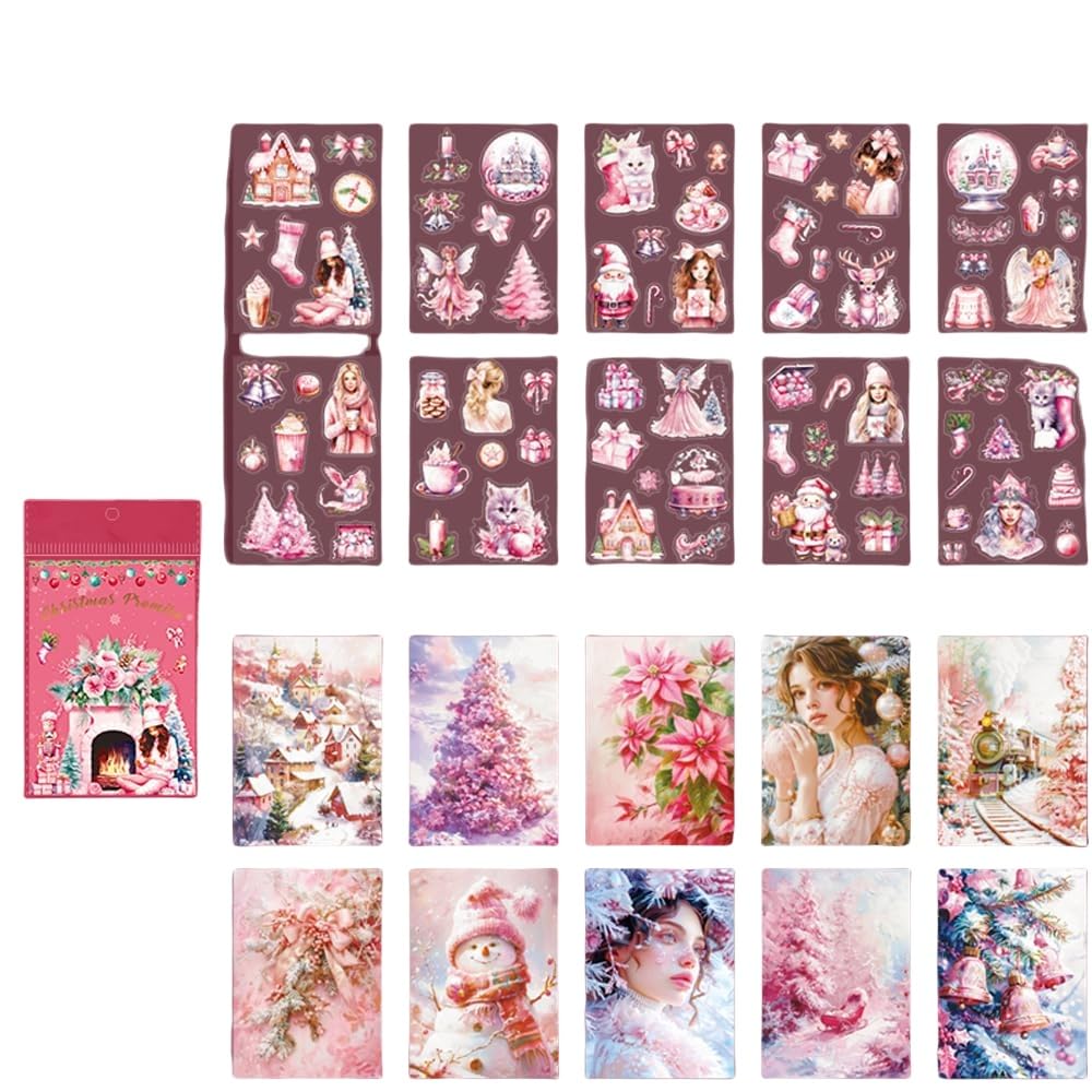 Alideco 20pcs Scrapbook Stickers Vintage Christmas Series Theme Sticker Book for Adults Sticker journaling Stickers for Scrapbooking (fencaipaidui)