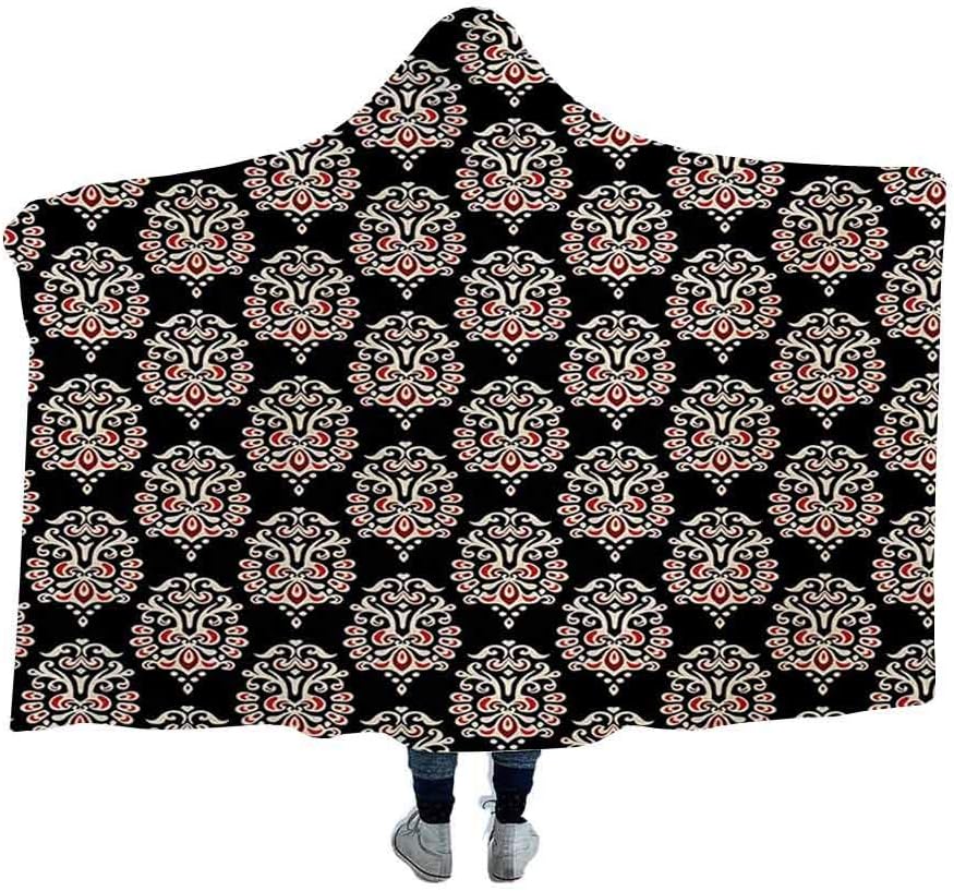 dsdsgog Hooded Blanket Damask,Traditional Old Fashioned