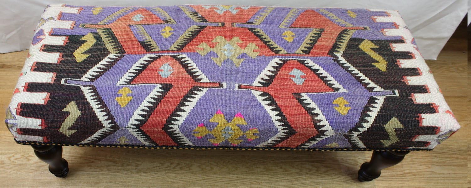 Beautiful Decorative Antique Turkish Bench Kilim Stool - Size: 90 X 40 cm Code R4100