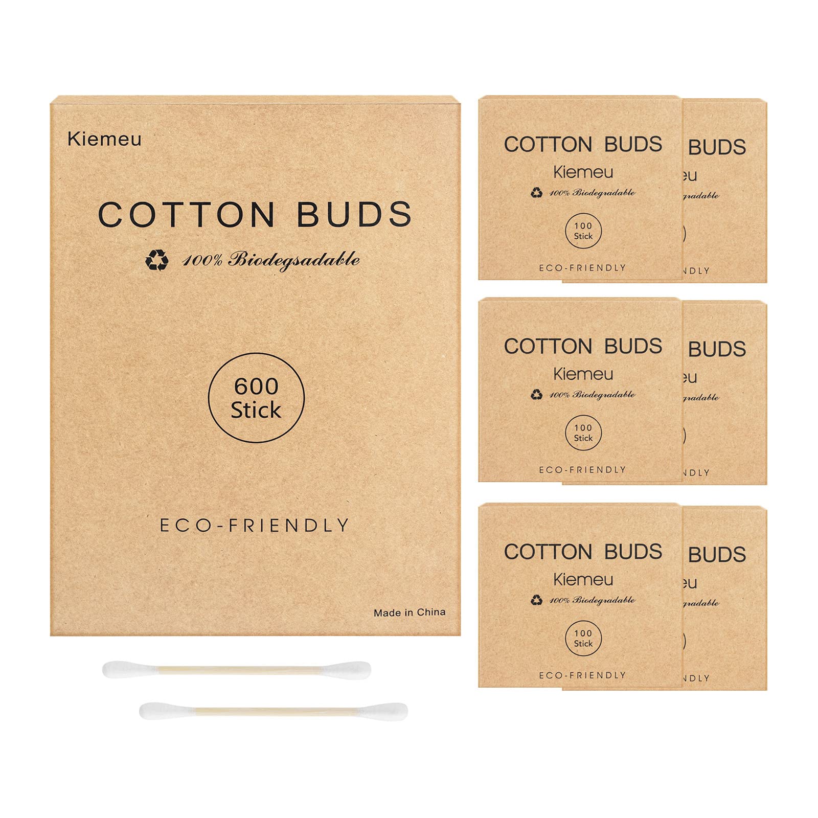 600 Bamboo Cotton Buds Biodegradable, Bamboo Ear Buds Cotton For Cleaning And Doing Makeup