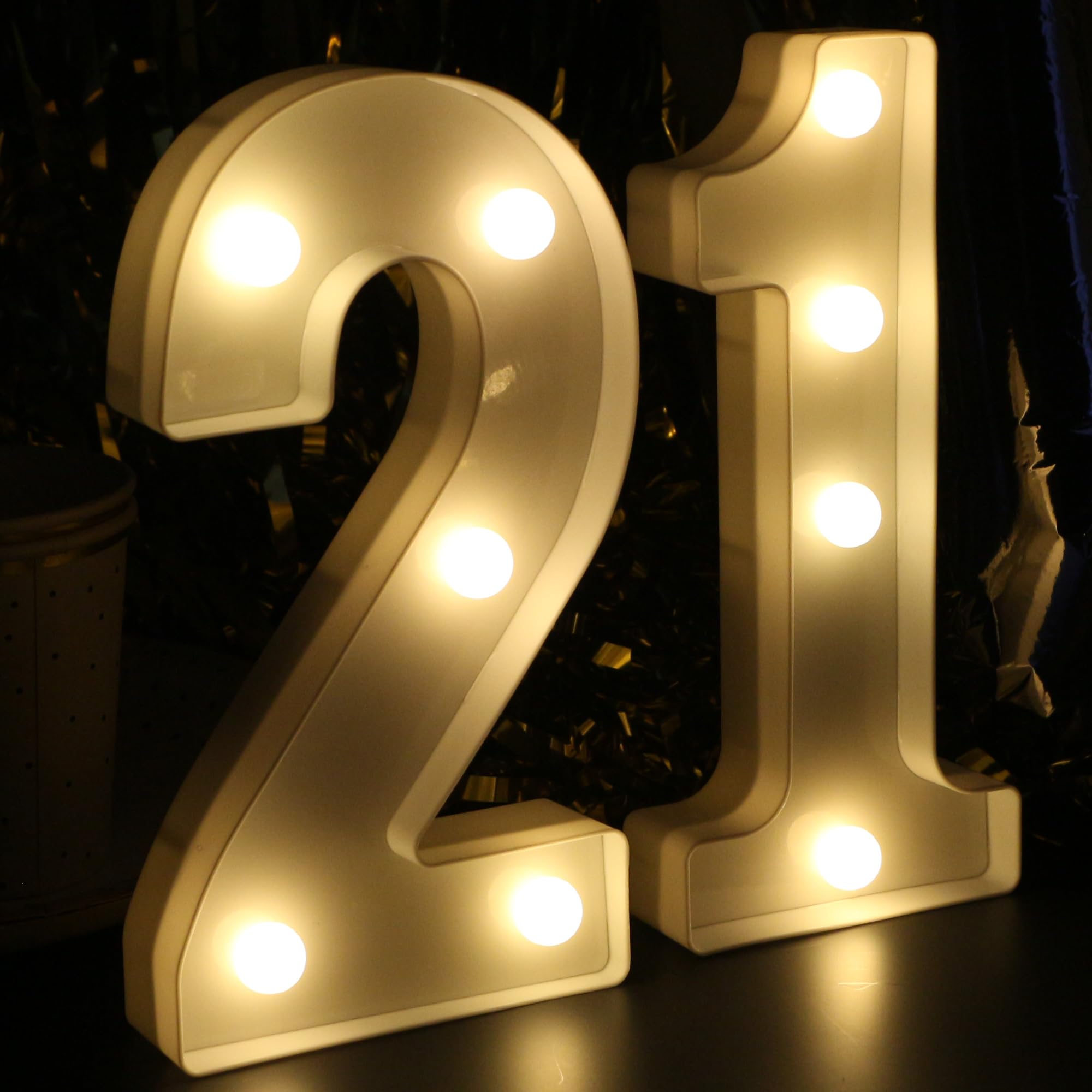 Photo 1 of 21st Birthday Decorations for Her & Him, 21st Birthday Centerpieces Table Decorations for Women & Men, Light Up Numbers 21 Sign for Party Backdrop Wall Decor? Happy 21 Year Old Birthday Decorations