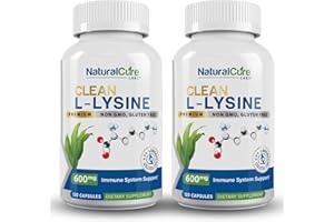 Natural Cure Labs Clean L-Lysine 600mg, 120 Capsules | Vegan, Non-GMO, & Gluten Free