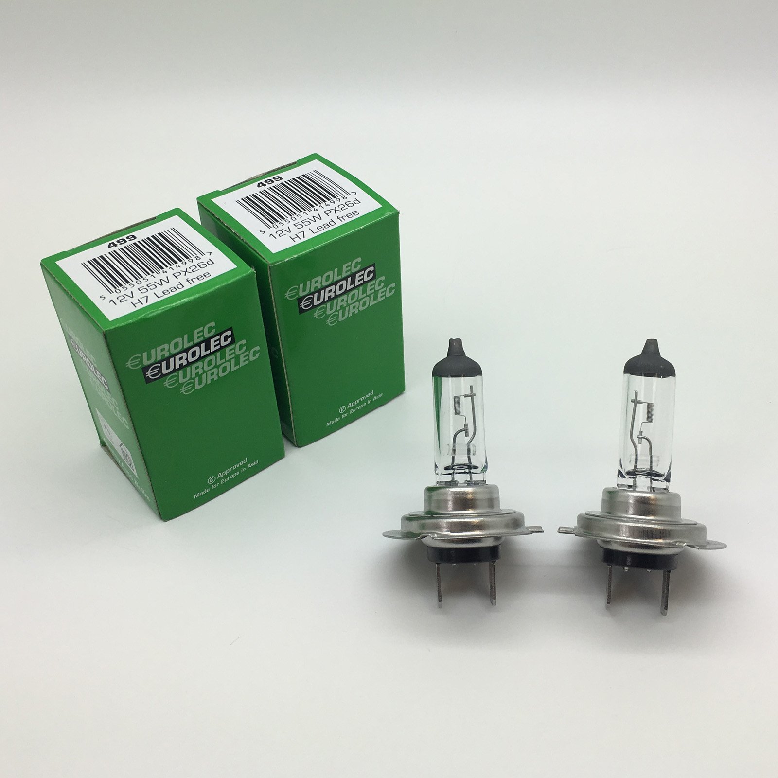 2 x Eurolec H7 499 Halogen Car Headlamp Headlight Bulb 477 12v 55w PX26d