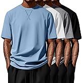 August Alley 4 Pack Men's Big and Tall T-Shirt L-5xl Oversized Short Sleeve Crew Neck Curved Hem Tee Summer Hipster Top
