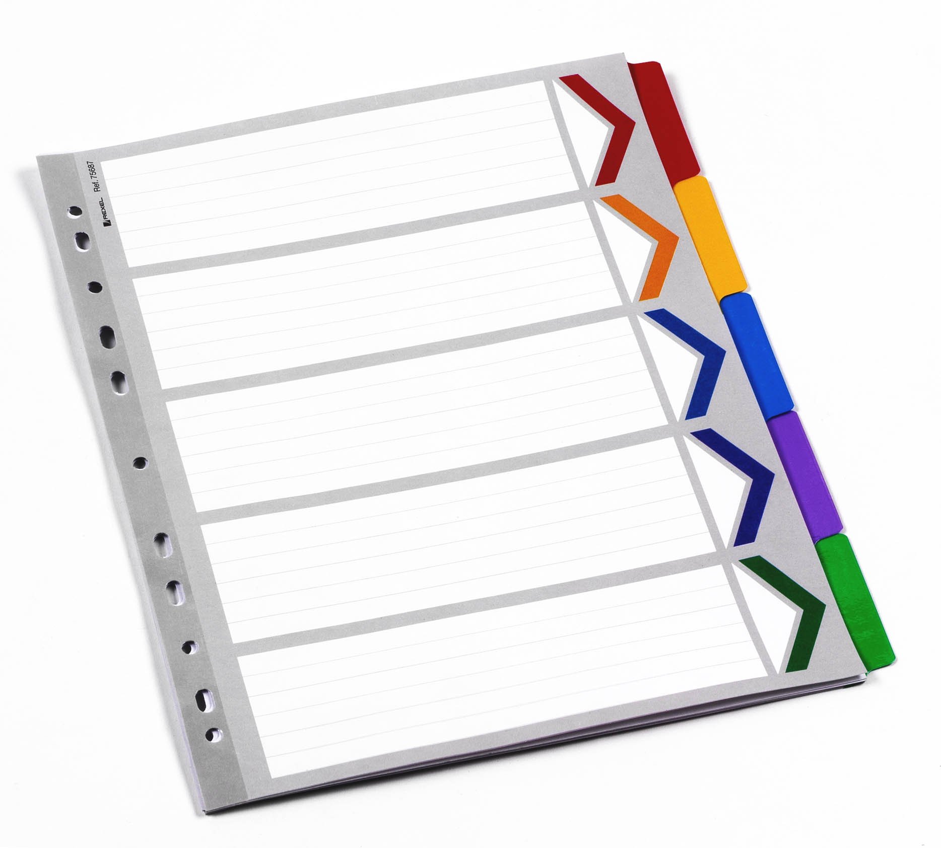 Rexel Mylar A4+ Dividers Extra Wide 5 Part, White/Multicolour, 75687
