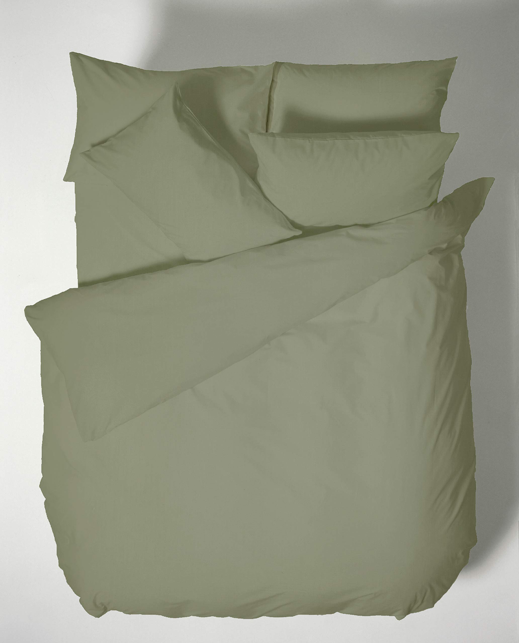 Plain Dyed Cotton Percale Military Green 200TC Flat Sheet 210 x 280 cm
