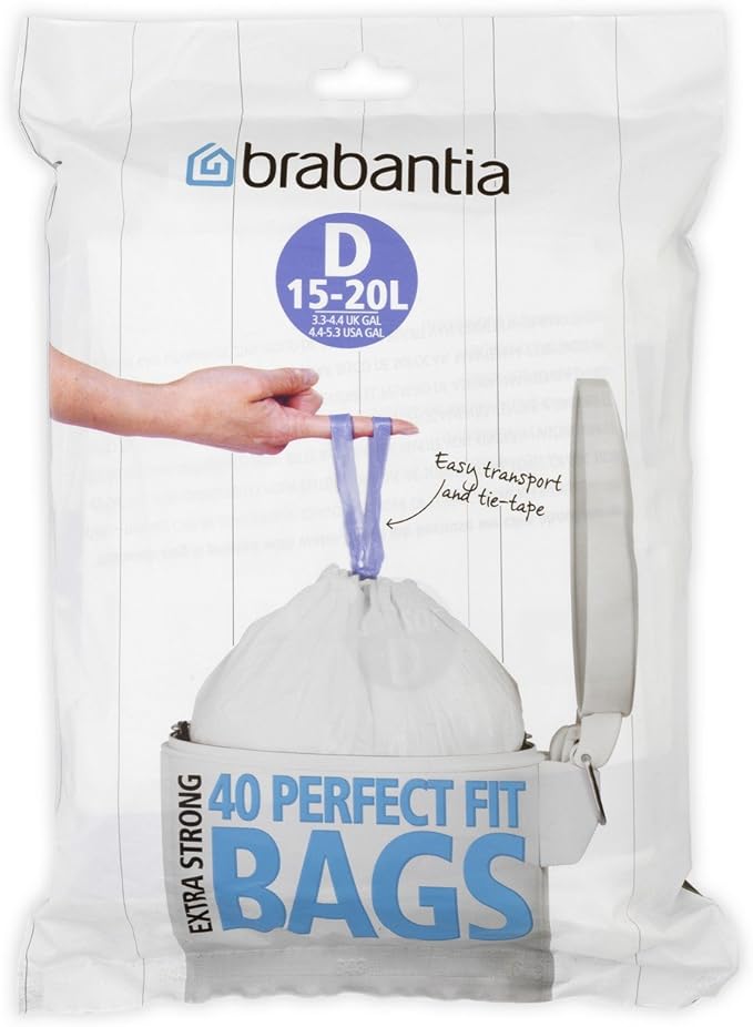 Brabantia Waste Bags Dispenser Pack D, 40 Pcs, 1520 Litre, White