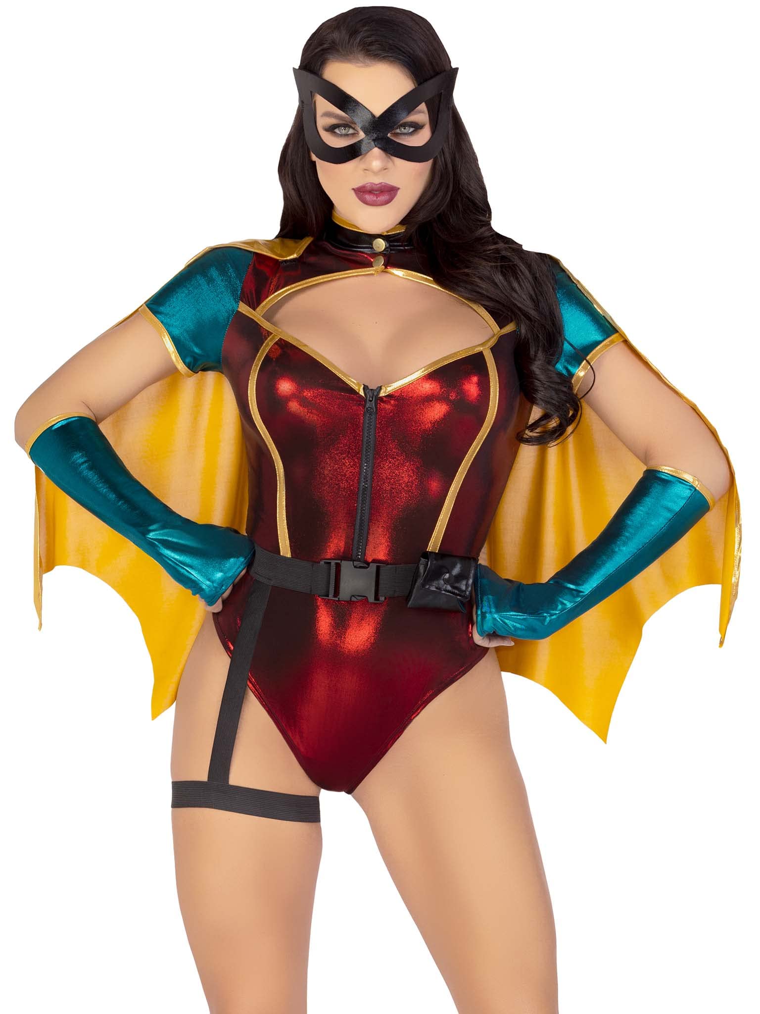 Leg Avenue Women 5 Pc Sultry Sidekick Halloween Costume With Cape and Gloves