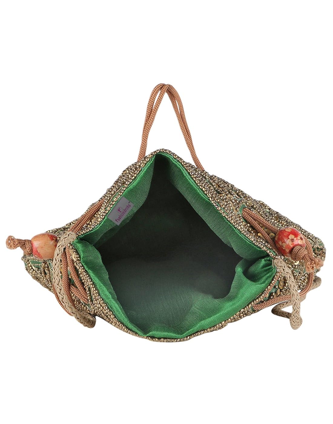 fashiondrobe women's broad potli (green)(fdbp001)