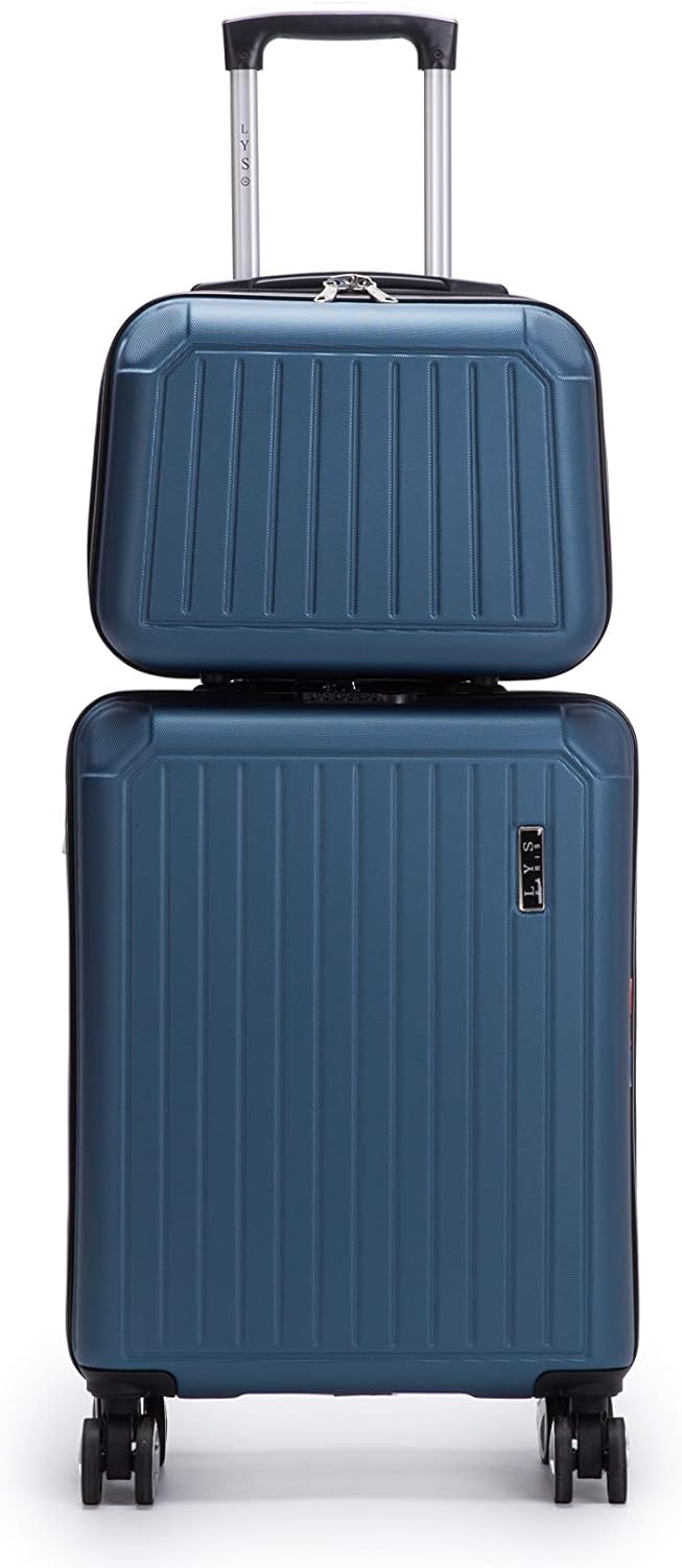 Luggage Blue LYS Set of 2 Rigid Cabin Suitcases 55 cm with 8 Wheels and