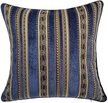 Amazon Com Ntyde Blue Striped Decorative Pillow Vintage Chenille