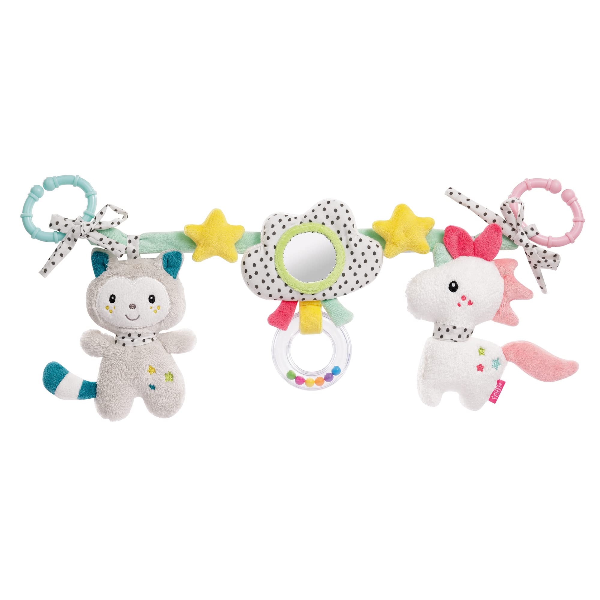 Fehn 057157 Aiko & Yuki Pram Chain – Mobile Chain with Cute Pendant Figures for Hanging On Prams, Baby Seats, Cots, Cradles and Play Arches for Babies and Toddlers from Newborns Onwards
