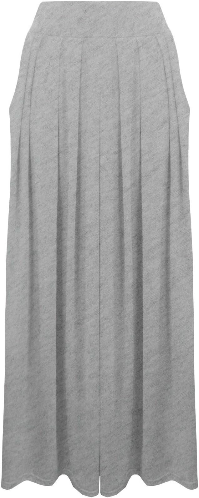 Ladies Womens Plain Pleated Elasticated Waist Pocket Long Maxi Skirt Size 8-14