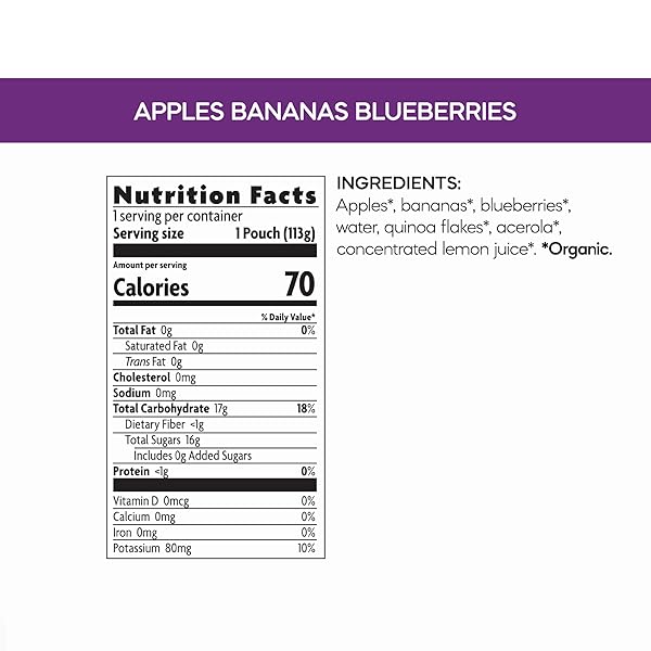 LOVE CHILD ORGANICS SUPERBLENDS APPLES, BANANAS + BLUEBERRIES PUREE, 4 OZ (PACK OF 12), NON-GMO, BY NATURE’S PATH