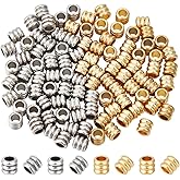 UNICRAFTALE 100Pcs 2 Colors Paracord Bead Stainless Steel Lanyard Beads Grooved Loose Beads 4.5-5mm Diameter Metal Column Beads Jewelry Spacer Bead Hole 3mm for Necklace Bracelet Jewelry Making