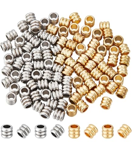 50Pcs Stainless Steel Column Beads - 4.2mm Large Hole Beads For Jewelry Making