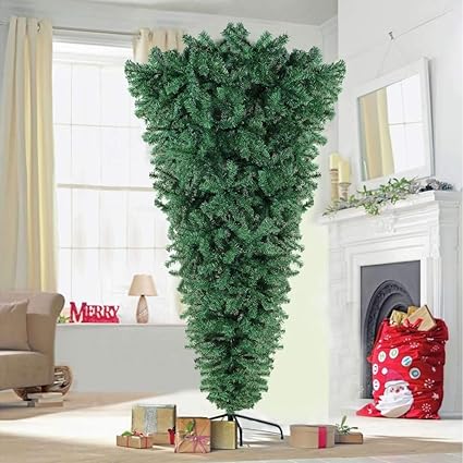 Aparty4u 7ft Upside Down Artificial Christmas Tree Xmas Tree