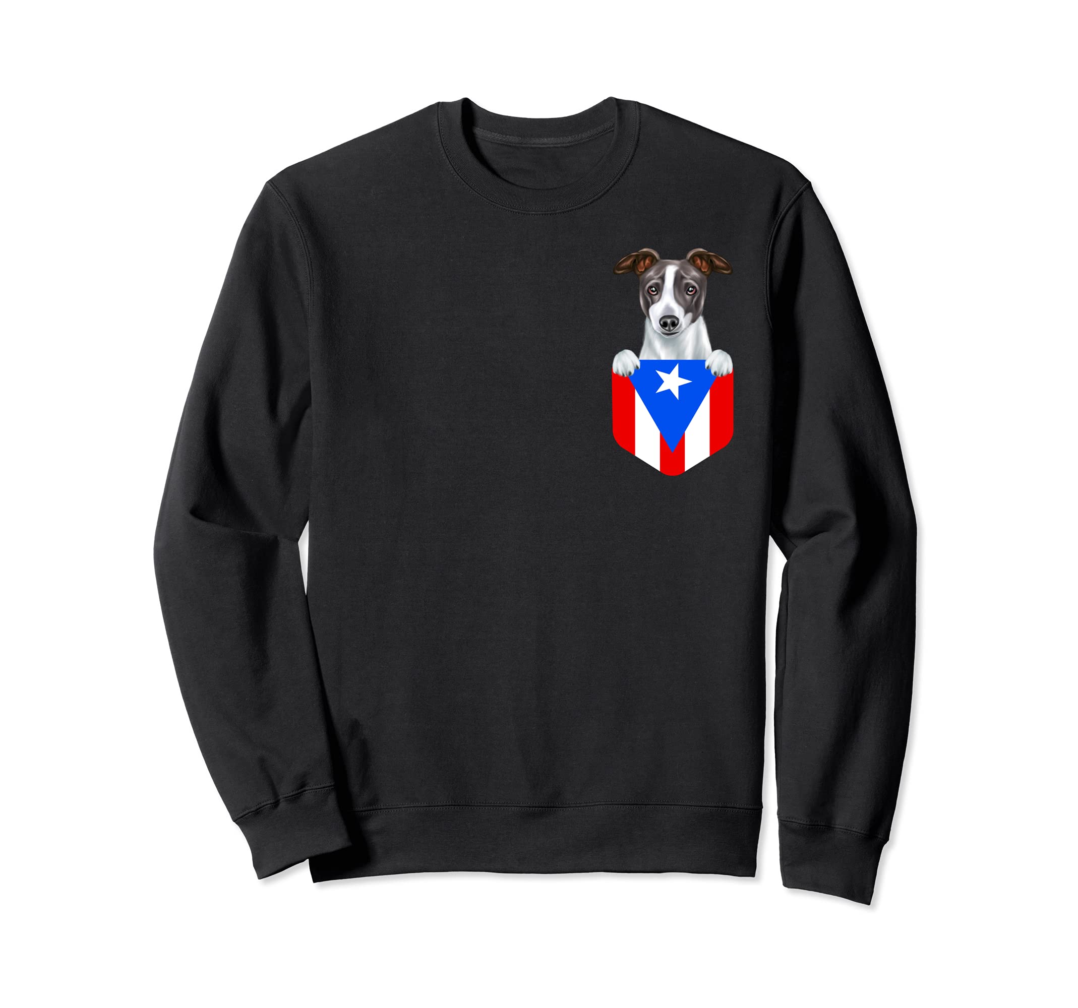 Puerto Rico Flag Italian Greyhound Dog In Pocket Sweatshirt