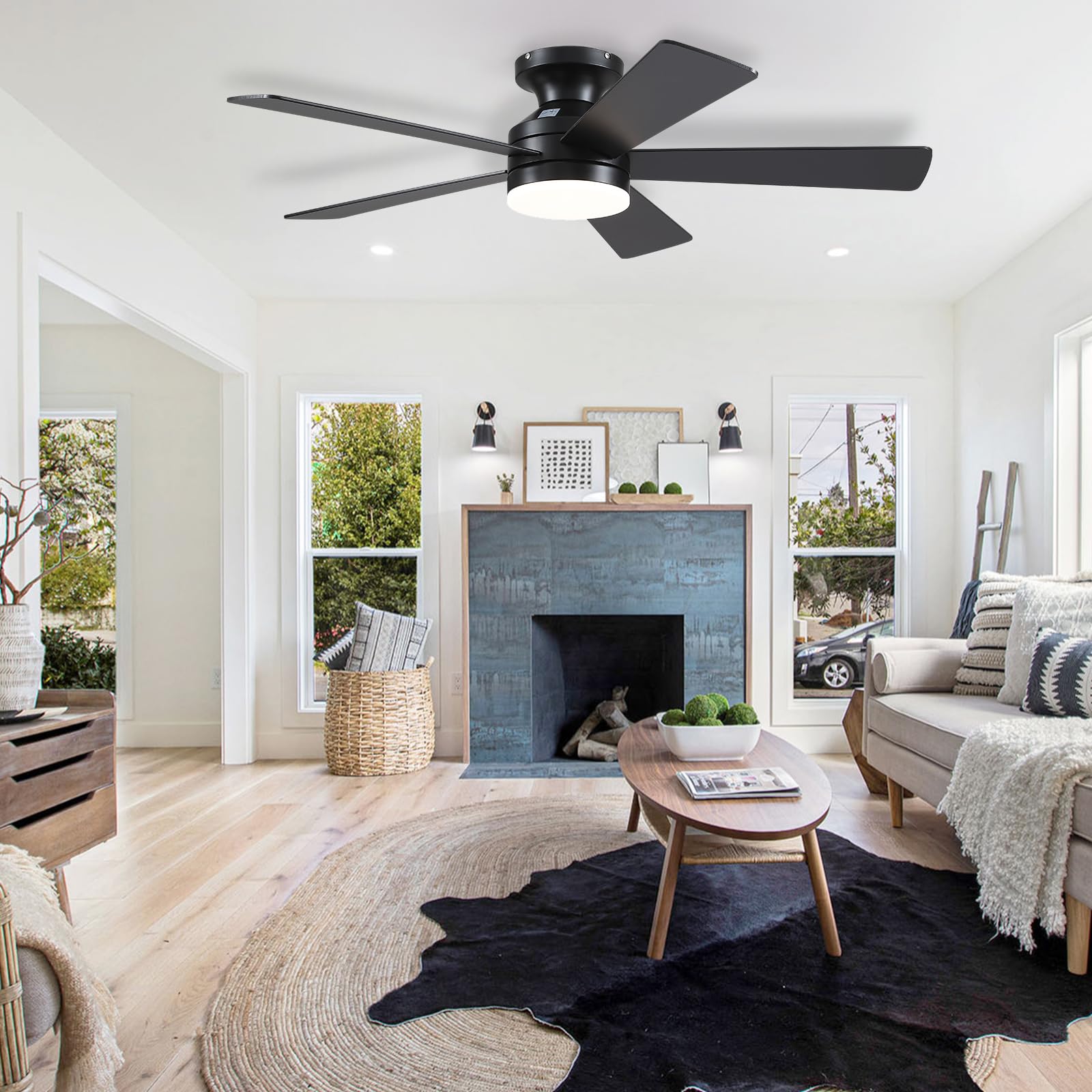 Flush Mount Ceiling Fans with Lights - 46