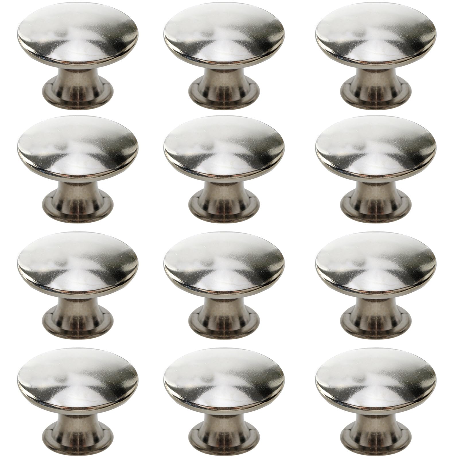 Beilala Cabinet Knobs Silver, 12 Pack Rustic Round Metal Dresser Pulls Furniture Handles with Screws for Chest of Drawers Kitchen Cupboard Wardrobe Door, 30x21mm — image 1