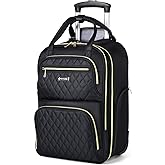 Ponhog Rolling Backpack for Women, 15.6 Inch Travel Laptop Wheeled Backpack, 30L Roller Carry On Backpack or Adults Business College Work Overnight, Stylish Personal Item, Black