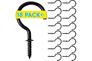 Gray Bunny Metal Ceiling Hooks for Hanging Plants, Cups, Kitchen Utensils, 18 pk, Black, 1 7/8" Hook, Screw Hooks, Hanging Hooks, Cup Hooks, Plant Hooks, Ceiling Hooks, Screw Hooks for Hanging