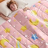 anfie Weighted Blanket Kids(36"x48" 5lbs) Weighted Blanket Cooling Blanket for Sleeping,Throw Size Breathable Blanket with Premium Glass Bead(Pink Moon)
