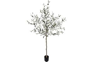 SAKSUN Faux Olive Tree 5FT Artificial Indoor, Fake Olive Tree 61" Tall Large Topiary Artificial Silk Plants with Wood Trunk and Lifelike Fruits for Home Office Decor and Housewarming Gift