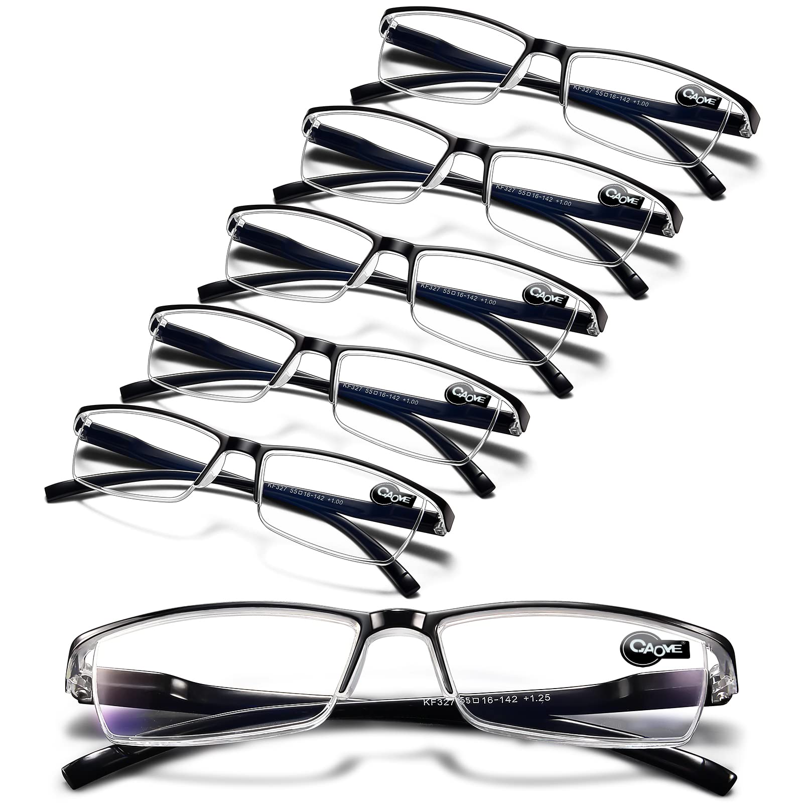 Photo 1 of 6 pack Executive Style Reading Glasses Men - Durable Readers with 99% Blue Light Blocking - Comfortable Fit with TR90 Frames