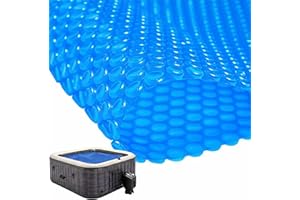 Frienda Winter 6 x 6 ft Hot Tub Bubble Blanket 16 Mil Square Pool Spa Solar Cover Heavy Duty Floating Spa Blanket for Above Ground Inground Swimming Pools Insulating Solar Heating