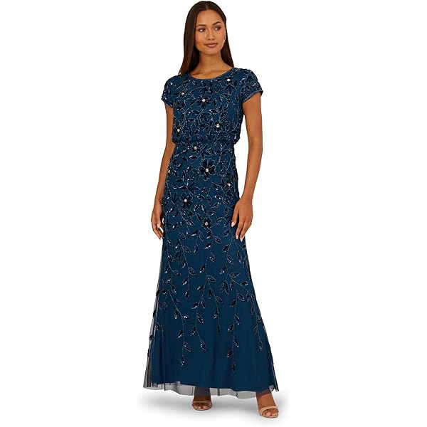 sachin and babi light blue dress Alex Evenings Chemical Lace Boat Neck Elbow Sleeve Chiffon Tie Belt Blouse  at Hamilton Place in Chattanooga, TN