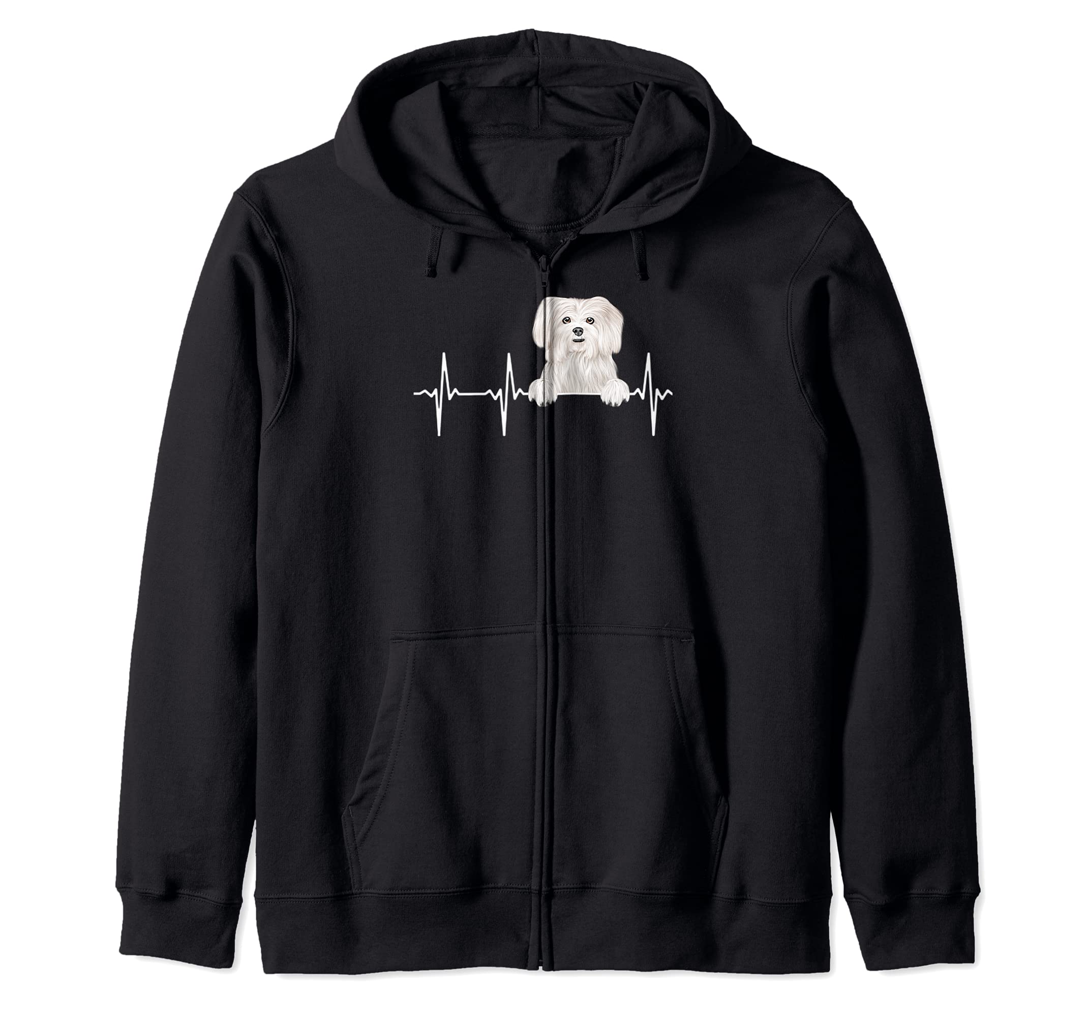 Funny Dog Heartbeat For Maltese Lovers Zip Hoodie