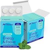 Neuro Energy &amp; Focus Gum, Extra Strength, Peppermint, 54 Count | 100mg Natural Caffeine Gum, 60mg L-Theanine, Vitamin B6 + B12, Sugar Free, Vegan, Clean Nootropic Energy &amp; Focus Supplement