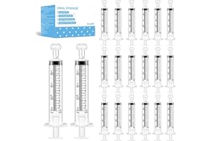 AOAODBU 20Pcs 10ml Children Oral Syringes, Liquid Plastic Syringe,Colorful Measuring Tools Individually Sealed for Feeding,Baby Medicine Syringes with Caps (Clear)