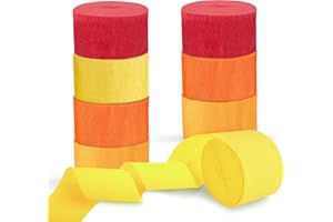 RIQIAQIA Orange Streamers Party Decorations, 8 Rolls Red Orange Yellow Crepe Paper Streamers for Thanksgiving Party Decorations, Birthday & Home Backdrop Decorations