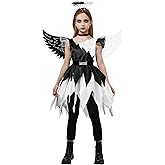 Spooktacular Creations Child Twisted Angel Costume, Girls Half Angel Half Devil Dress, Kids Outfit Set for Halloween Party