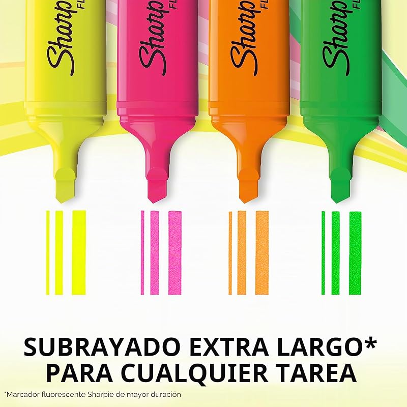 Fluo XL subrayadores fluorescentes | punta biselada | Resaltadores fluorescentes de colores amarillorosanaranja y verde | paquete de 4 rotuladores