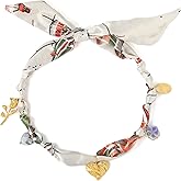 zocare Scarf Necklace with Charm for Women,Bandana Necklace with Gold Heart,Rose Pendant, Silk Feel Western Cowgirl Necklaces,Vintage Heart Chokers,Dainty Trendy Handband for Chrismas