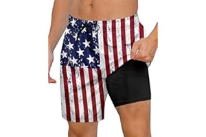 Cozople Mens Swimming Trunks with Compression Liner Swim Shorts 7 inch Quick Dry Bathing Suit Anti Chafe Boardshorts