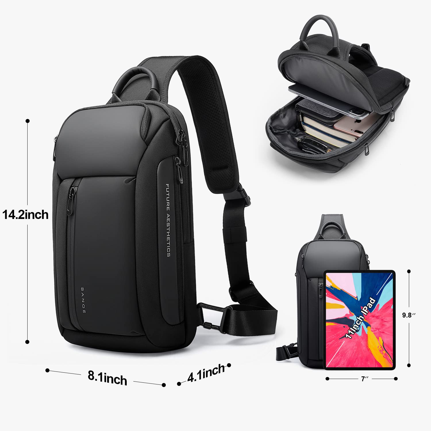 Sling Bag Crossbody Shoulder Backpack for Men Women,Casual Rucksack for Hiking Daypack Waterproof Sling Chest Bag