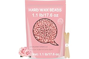Bouvetan Hard Wax for Hair Removal, 1.1lb/17.6oz, Sensitive Skin wax Beads for Face, Legs, Armpit, Brazilian, Bikini and Full Body at Home, Natural and Gentle Waxing Beads (Rose)